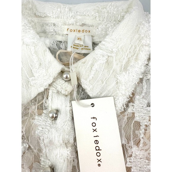 Foxiedox Long Sleeved Graceful Lace Pearl Buttons Victorian Blouse Size XS - Picture 9 of 11